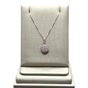 10K Two-Tone Gold Lab .35cttw Diamond Cluster Pendant on Box Chain (21289)